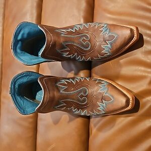 Leather cowgirl ankle boots